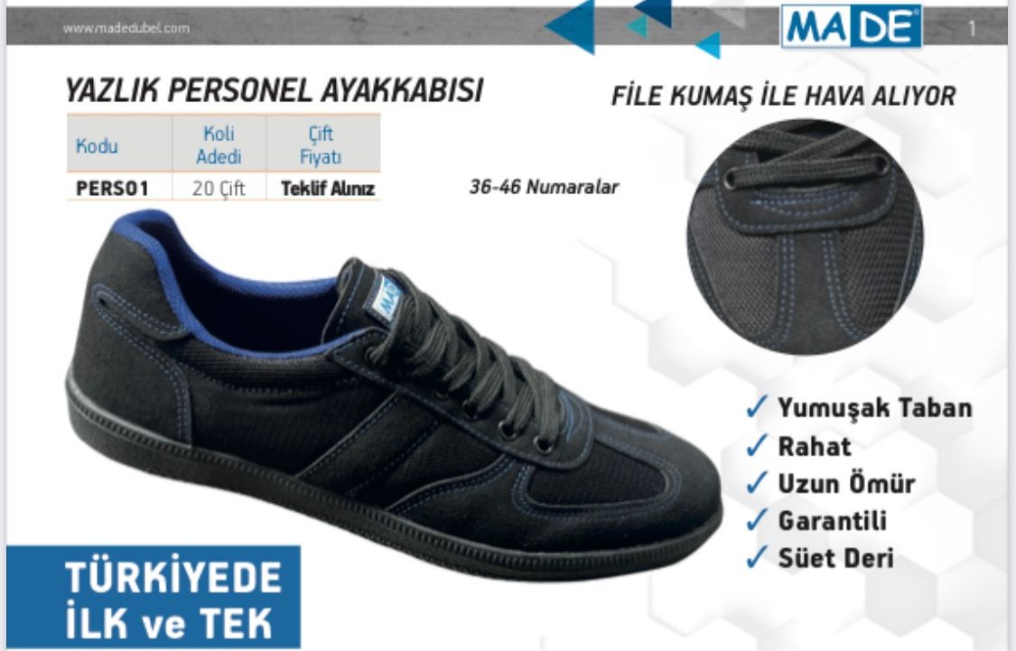 MADE PERSONEL AYAKKABI 40 (DEMİRSİZ)